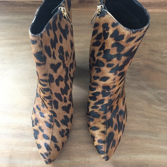 Sam Edelman Hilty Calf Hair Bootie Leopard Heeled Leather Boots size 8M-VGUC - Picture 3 of 5